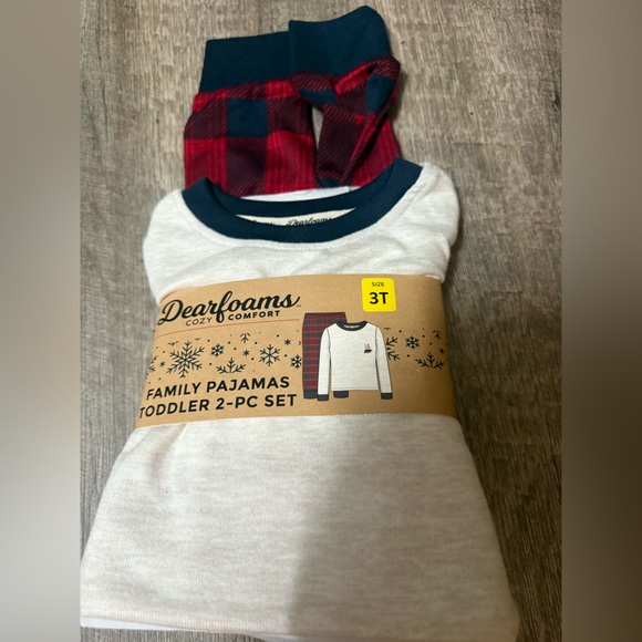 Dearfoams Toddler Pajama Set lil Bear Christmas/holiday - Picture 1 of 3